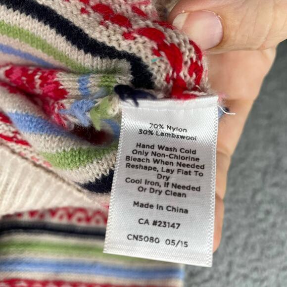 TALBOTS Striped Sweater Women's MP Lambswool Rainbow Colorful Fair Isle Twee - Picture 9 of 10